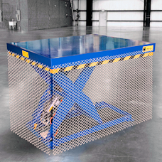 lift table with steel mesh safety curtain guards