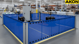 Portable retractable barrier system creating a temporary charging station keep out zones