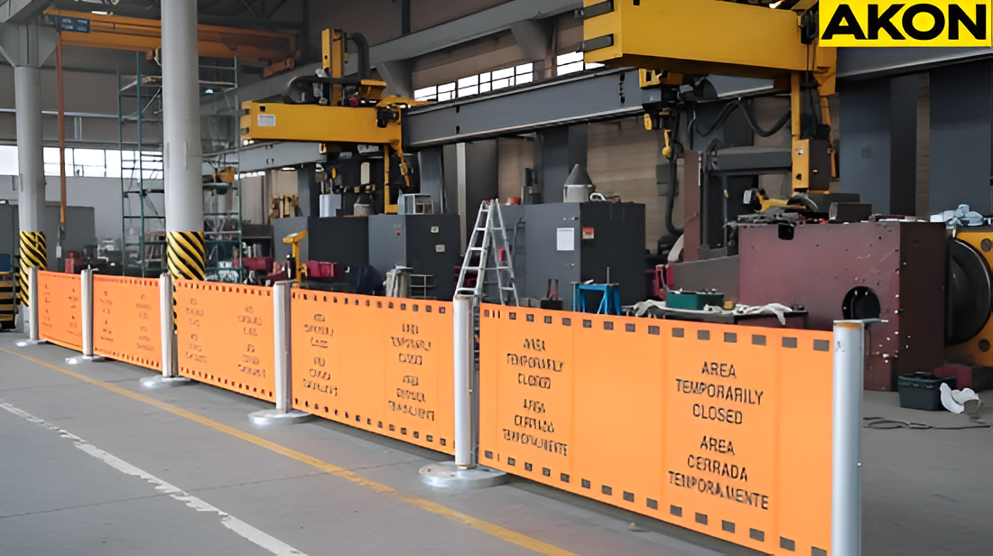 Retractable barrier systems forming a controlled work area inside an active industrial facility