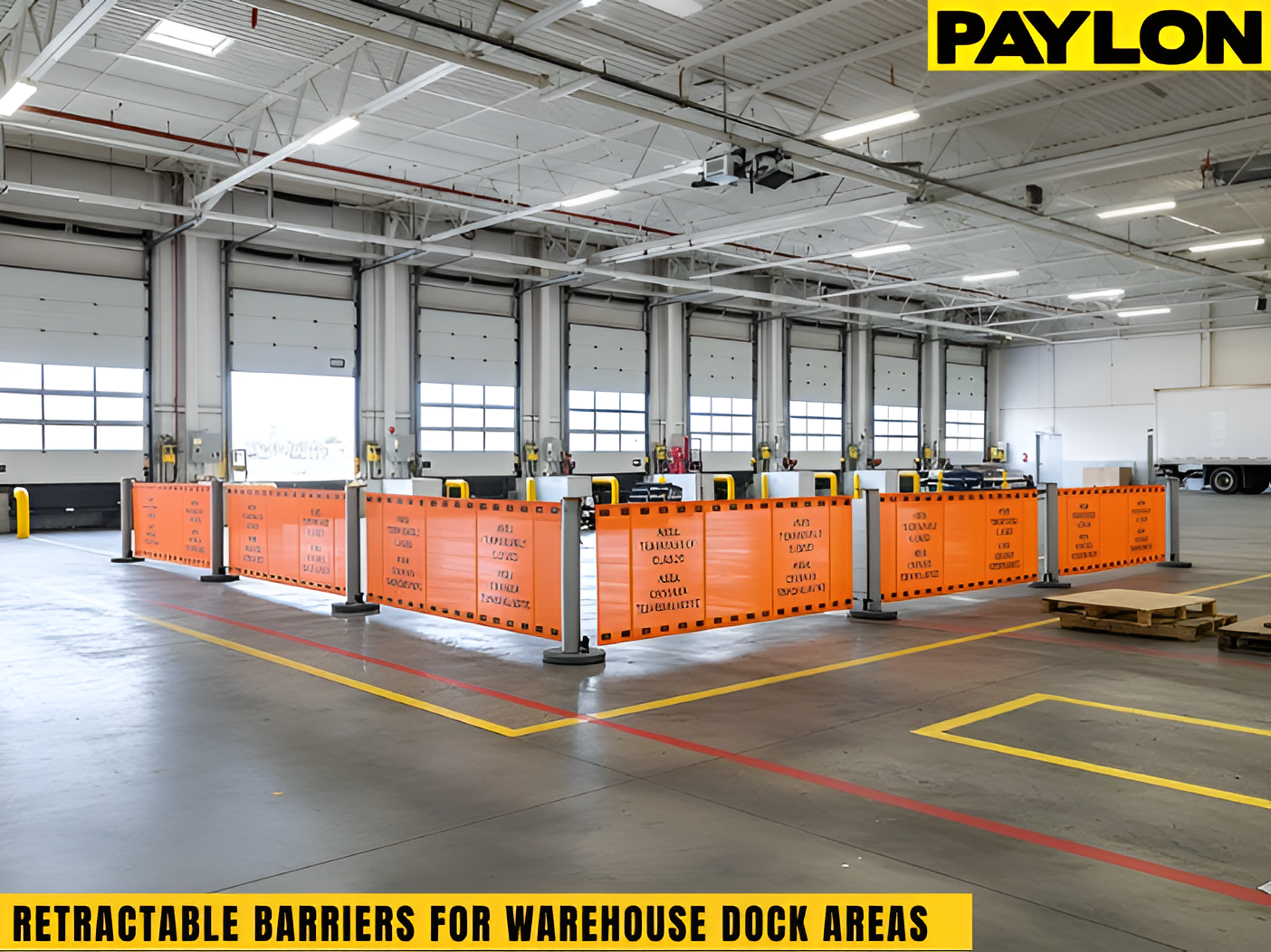 Retractable barriers installed around inactive warehouse dock doors to control access and reduce near misses-Picsart-AiImageEnhancer