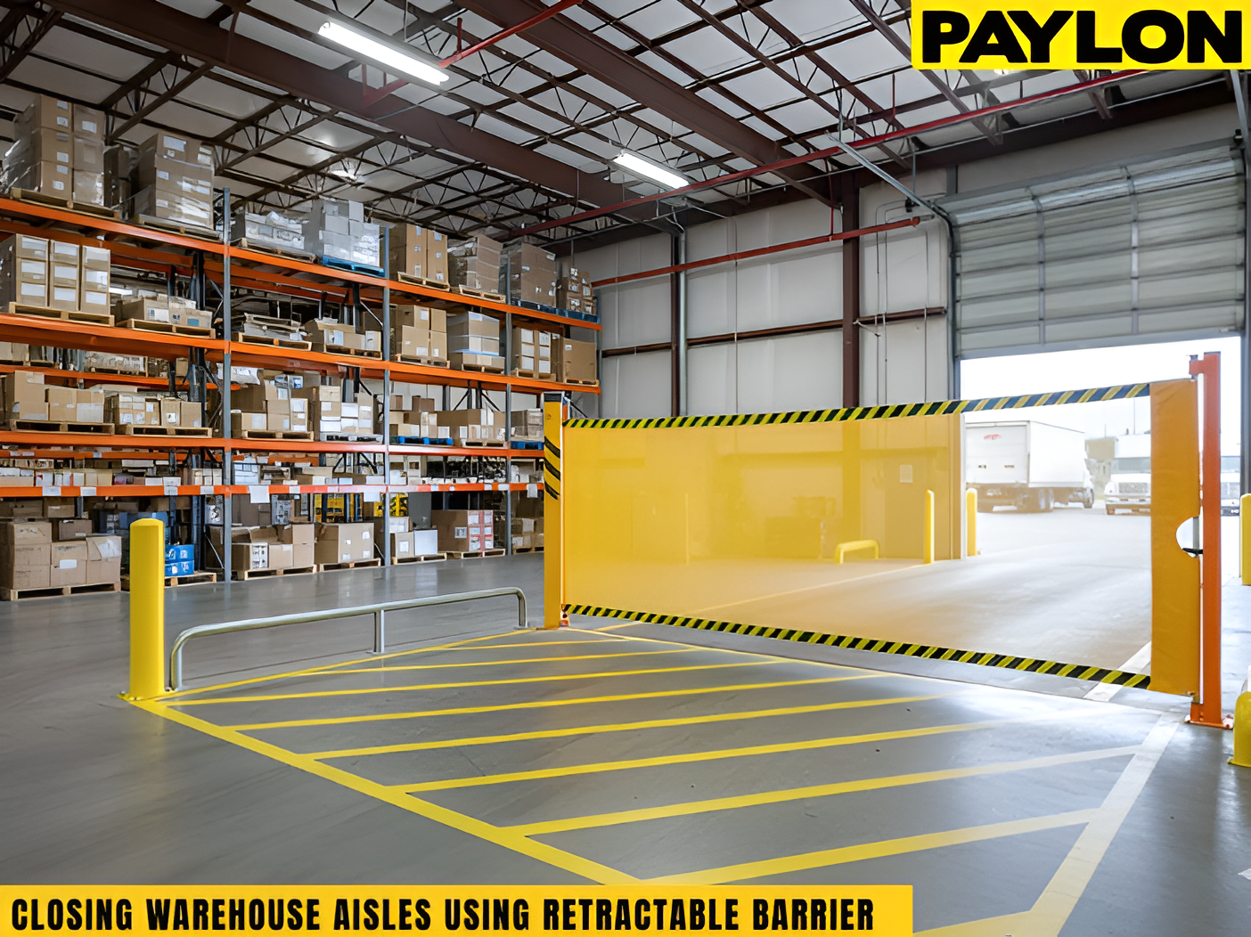 Warehouse aisle closure using a retractable barrier for short-term access control
