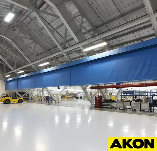 Motorized industrial curtain wall partition