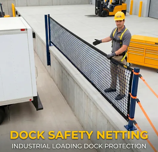 Loading dock fall protection black mesh netting