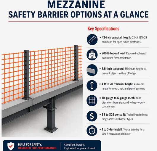 Open Sided Platform Mezzanine Safety Barriers: OSHA-Compliant Fall and Falling-Object ...